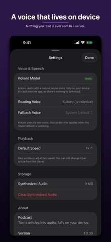 Postcast: Listen to Articles Screenshot 5 of 5