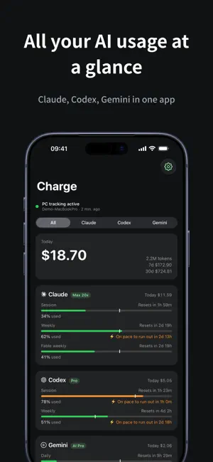 Charge - AI Usage Tracker screenshot 1
