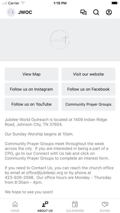 Jubilee World Outreach Screenshot