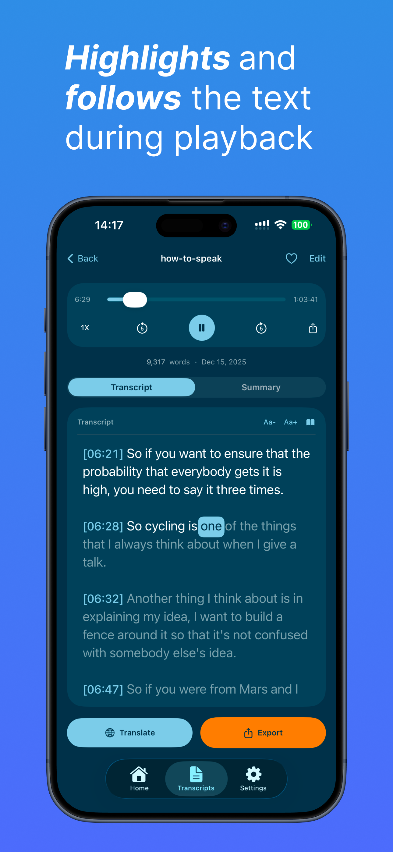 Transcribe Audio to Text VOXI