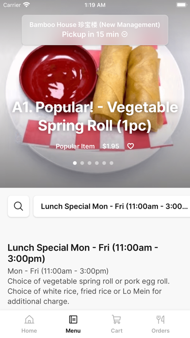 The Bamboo House iPhone screenshot 2 - Food & Drink app