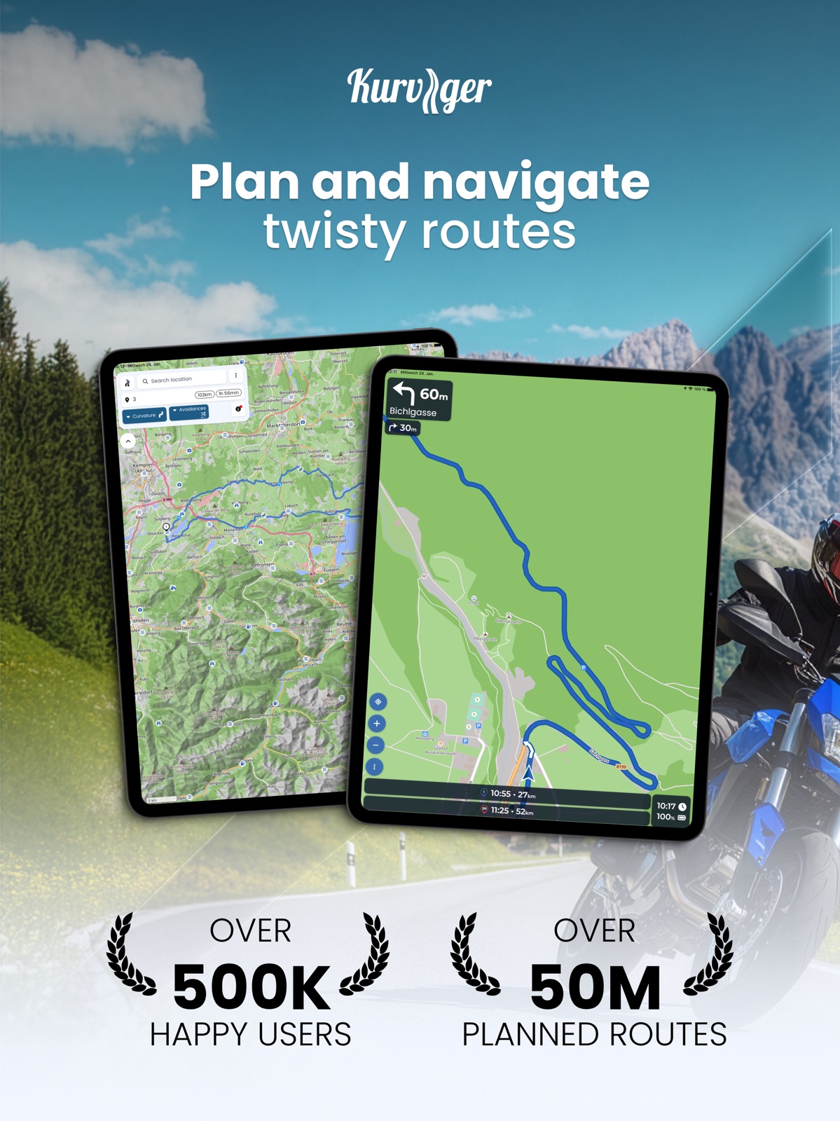 Kurviger Motorcycle Navigation ipad screenshot 1