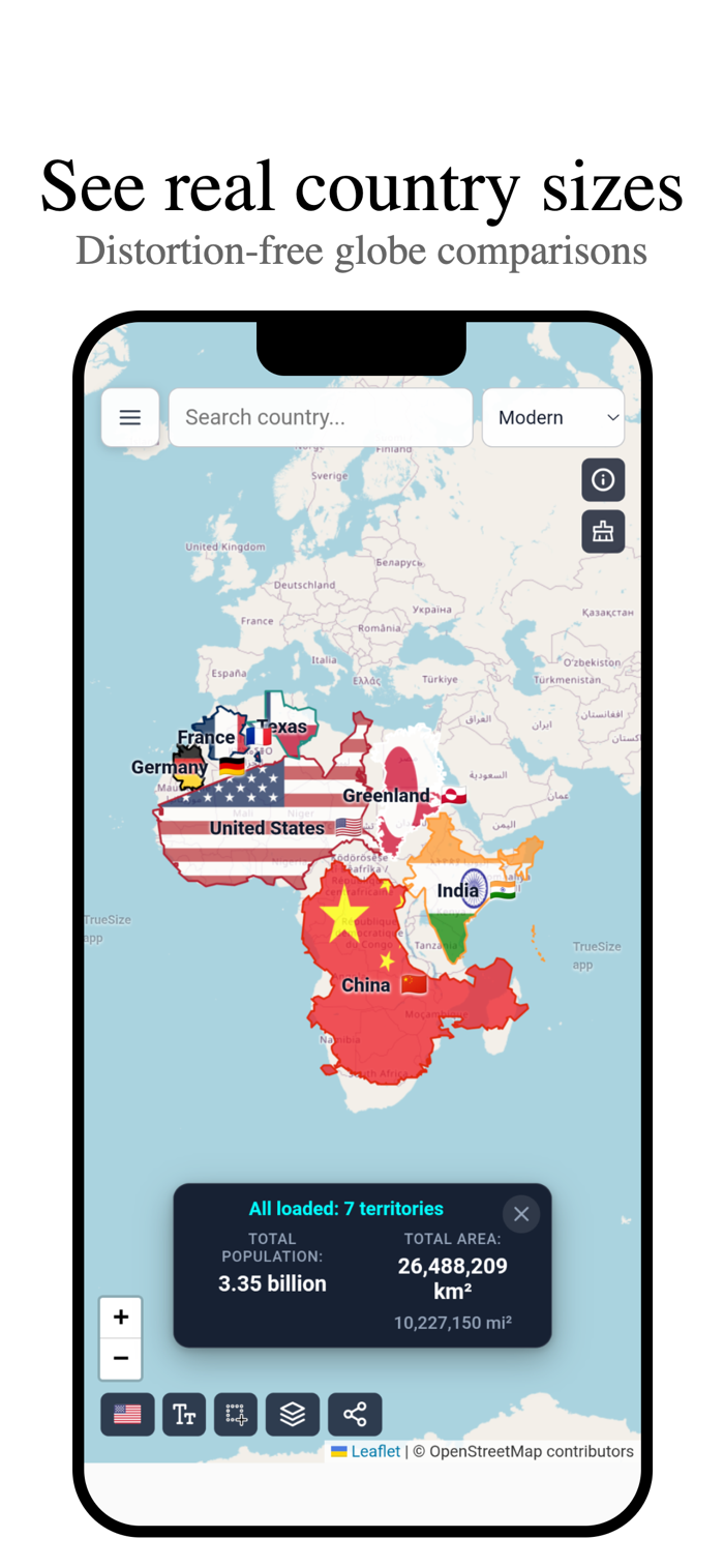 TrueSize: Compare Countries
