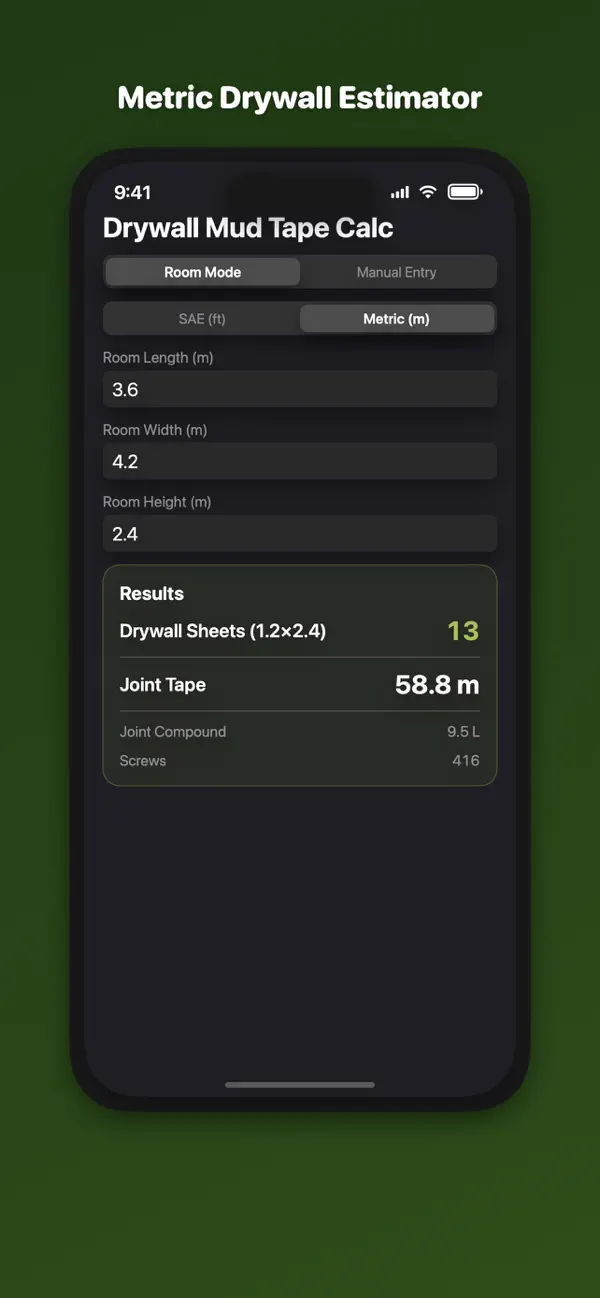Screenshot #2 pour Drywall Mud & Tape Estimator