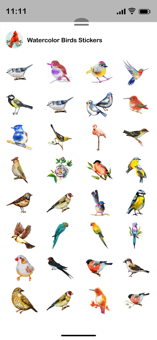 Screenshot #1 pour Watercolor Birds Stickers