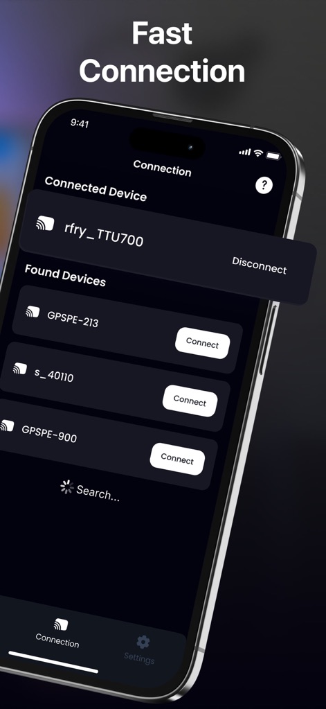 Stick Master - Remote Control - The tool simplifies connectivity by clearly listing "Found Devices" for instant pairing and displaying the "Connected Device" for transparent status updates.