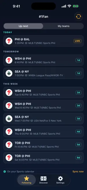 #1 Fan: Sports Calendar screenshot 1