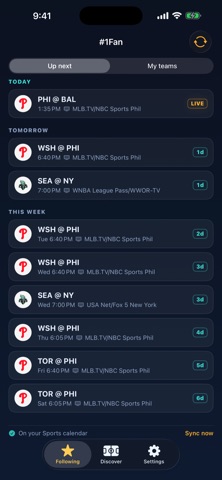 #1 Fan: Sports Calendar iPhone screenshot