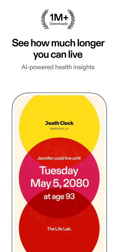 Death Clock: The Life Lab - ユーザーはAIを活用した健康インサイトを通じて、現在の生活習慣が寿命に与える影響と、予測される延命効果を視覚的に確認できます。