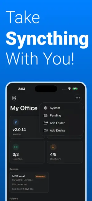 Syncthing Monitor iPhone screenshot 1