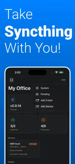 Capture d'écran de Syncthing Monitor sur iPhone 1