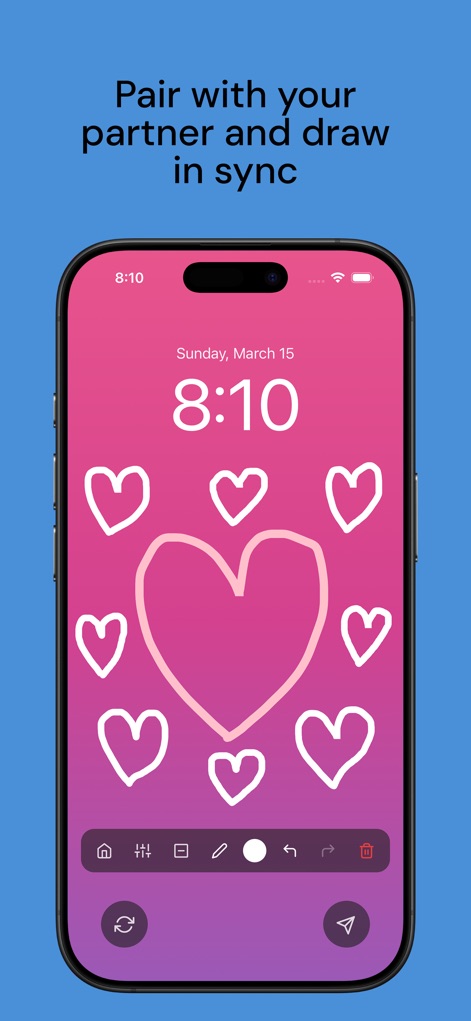 UsTwo - Draw Together - This tool facilitates real-time collaborative drawing, allowing partners to share spontaneous doodles on a vibrant, customizable gradient background.