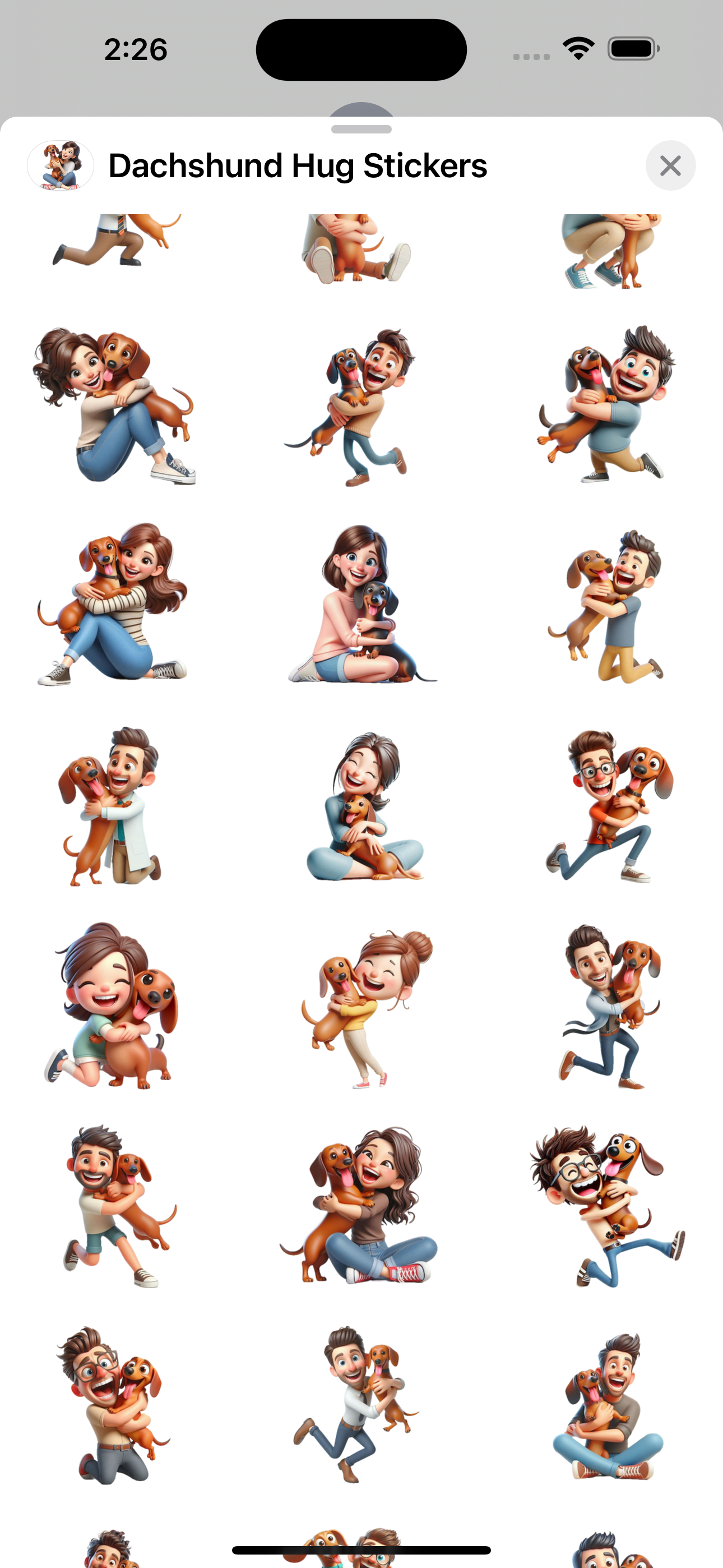 Dachshund Hug Stickers