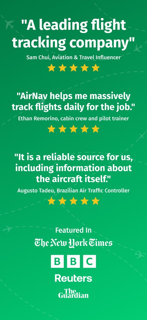 AirNav Radar – Flight Tracker - Discover why aviation professionals praise this app, featuring glowing testimonials from industry experts and prominent media mentions, reinforcing its reliability.
