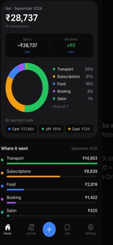 paisa — expense tracker screenshot 1