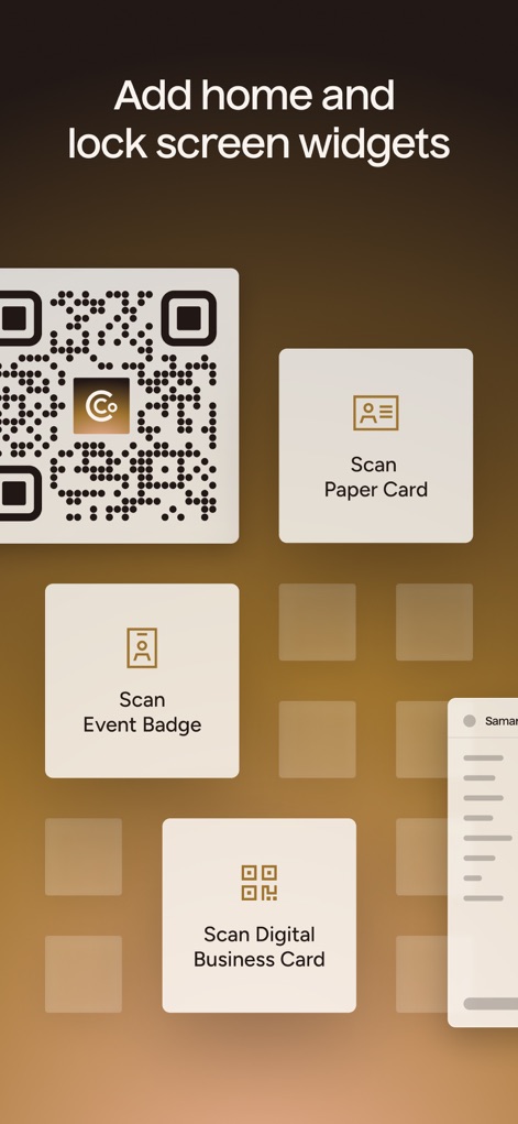 Popl: AI Lead Capture - Users benefit from convenient home and lock screen widgets, providing instant access to features like scanning paper cards and event badges.