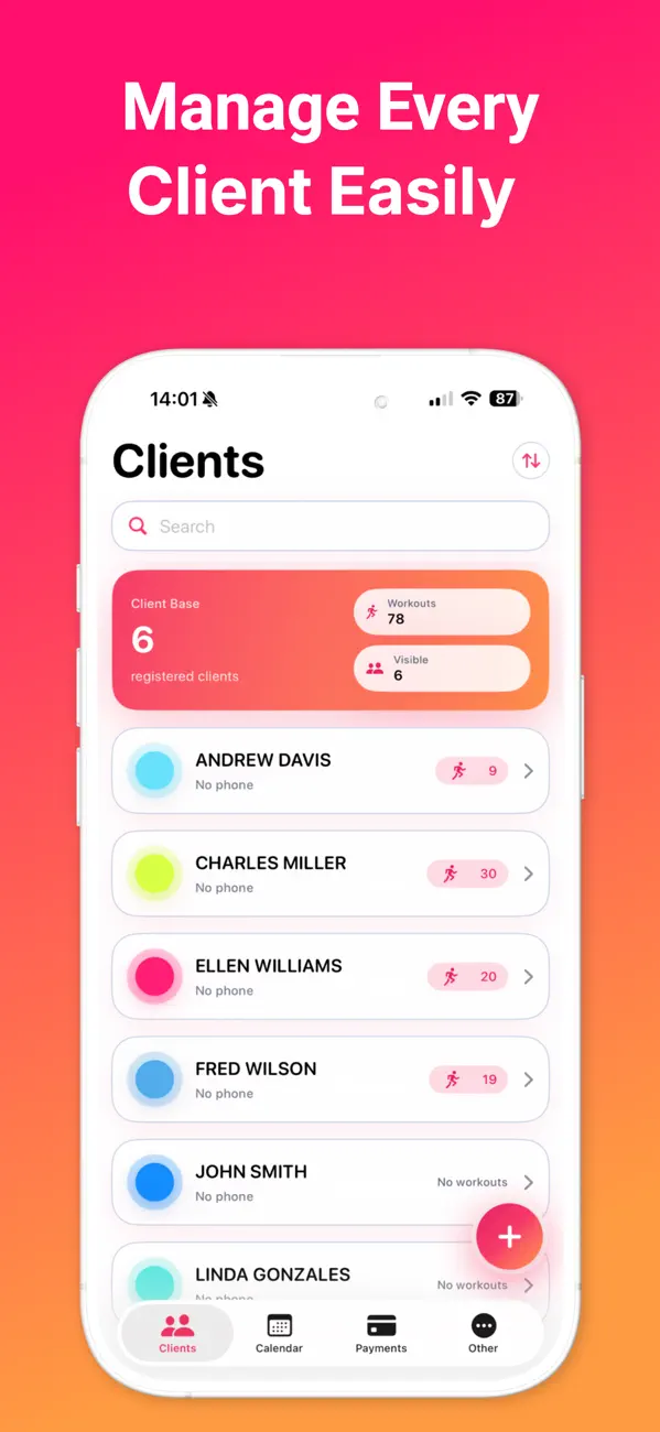 Screenshot #1 pour Personal Trainer: CRM, Planner
