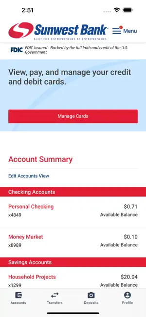 Sunwest Bank Mobile Banking screenshot 3