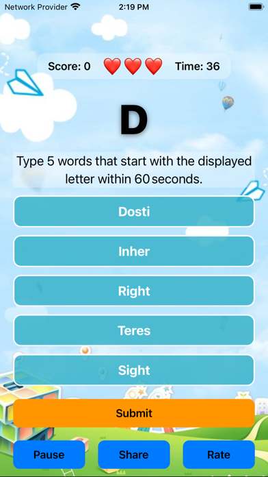 Word Five Firsts Screenshot