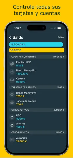 Captura de pantalla de Money Pro en iPhone 5