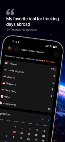 Country Days Tracker Screenshot 2 of 10