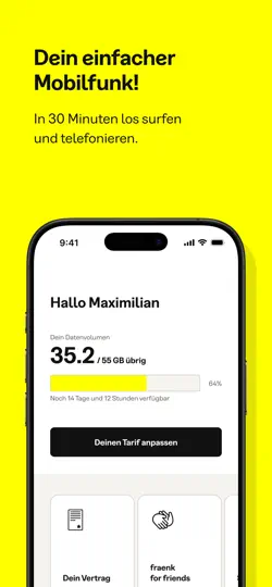Screenshot von Fraenk: Die Mobilfunk App auf dem iPhone 1
