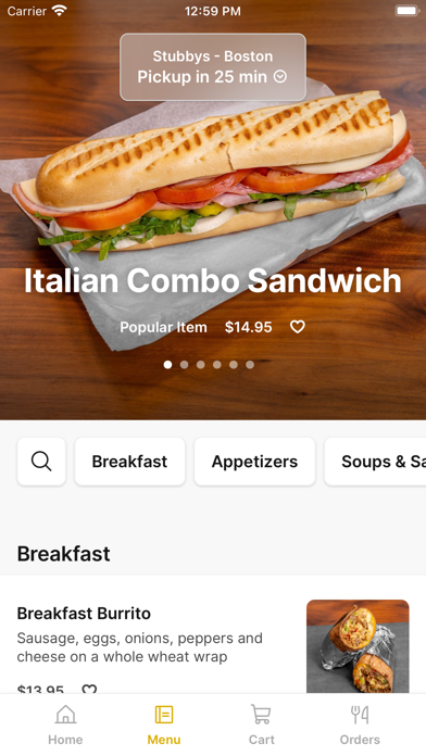 Stubbys - Boston iPhone screenshot 2 - Food & Drink app