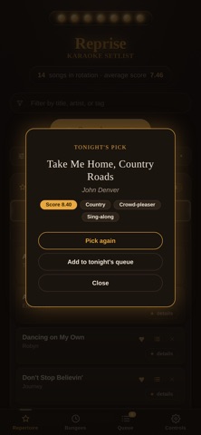 Reprise: Karaoke Setlist iPhone screenshot