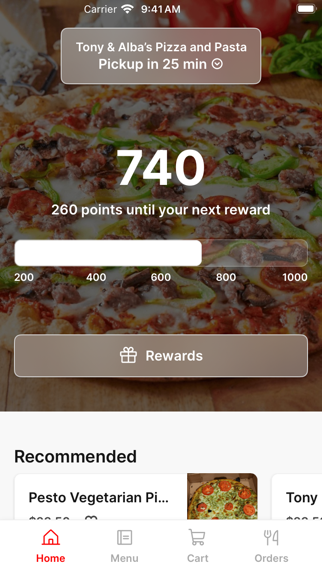 Tony & Alba's To Go app screenshot