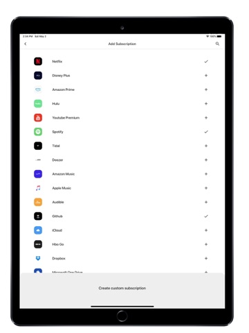 Subscriptions Manager iPad screenshot