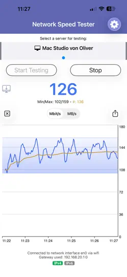 Screenshot von Network Speed Tester Client auf dem iPhone 1