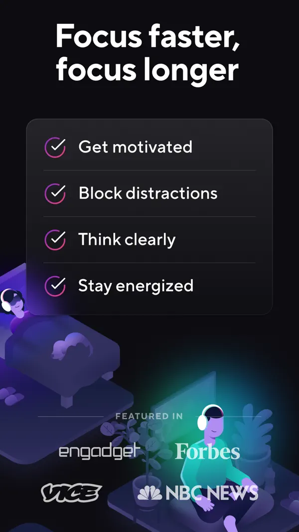 Brain.fm - zur Konzentration iPhone App Screenshot 7 – Produktivität