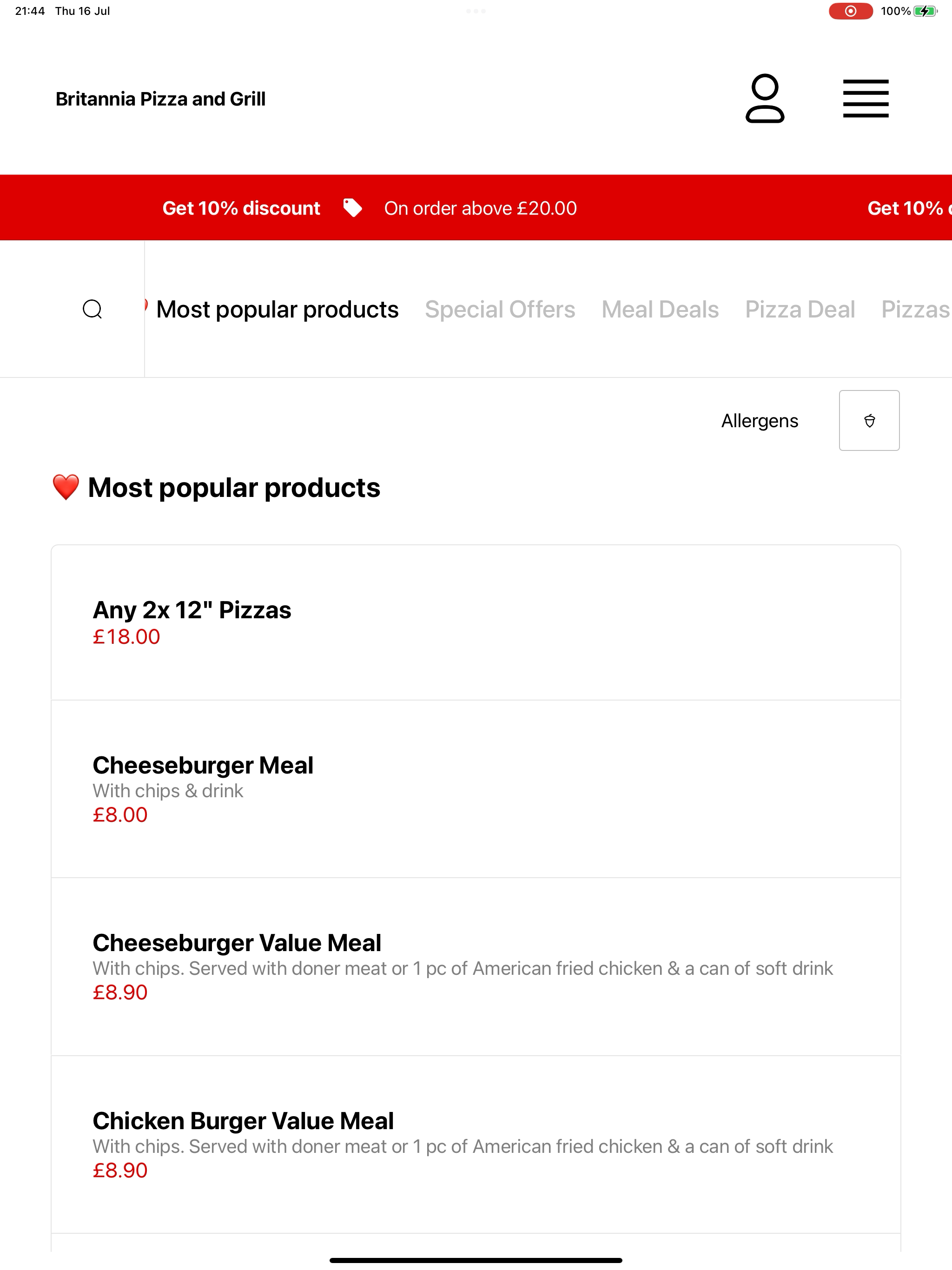 Britannia Pizza and Grill UK screenshot 13