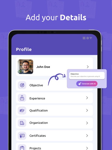 CV Maker - AI Resume Builder iPad screenshot