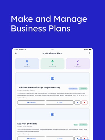 Business Plan Agent iPad screenshot