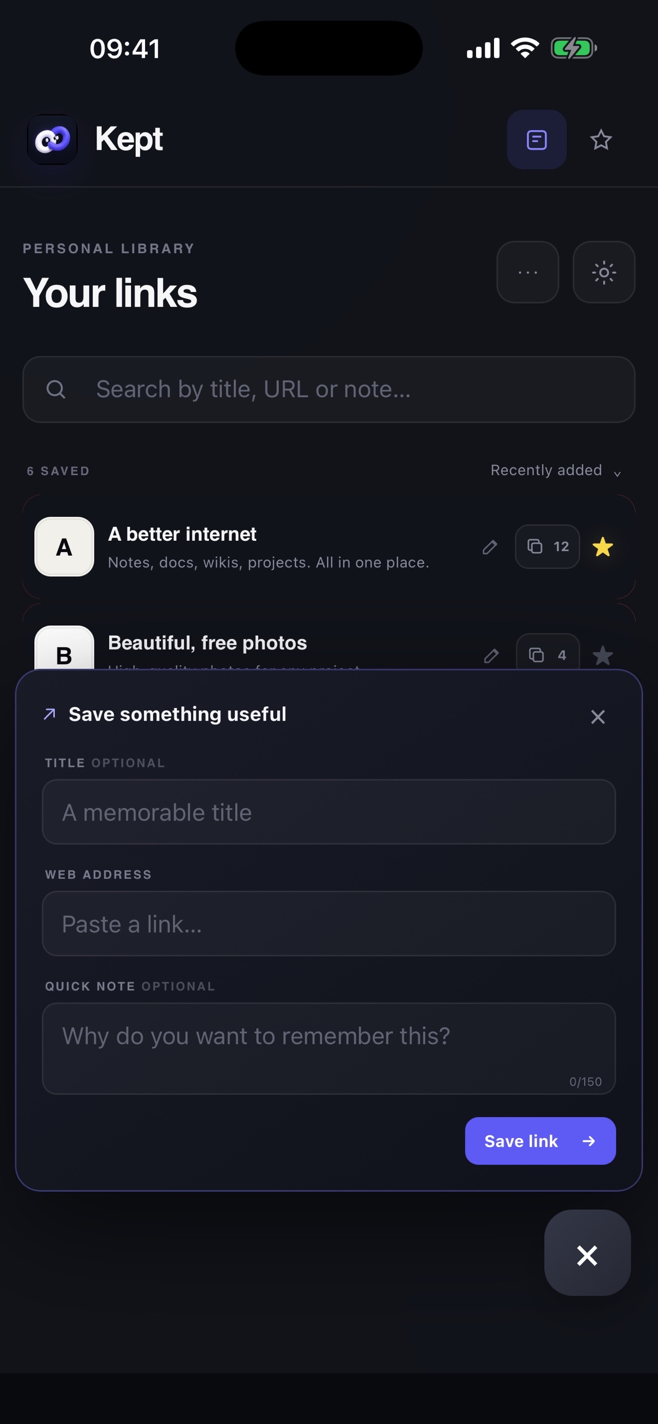 Screenshot 5 of Kept: Private Link Library