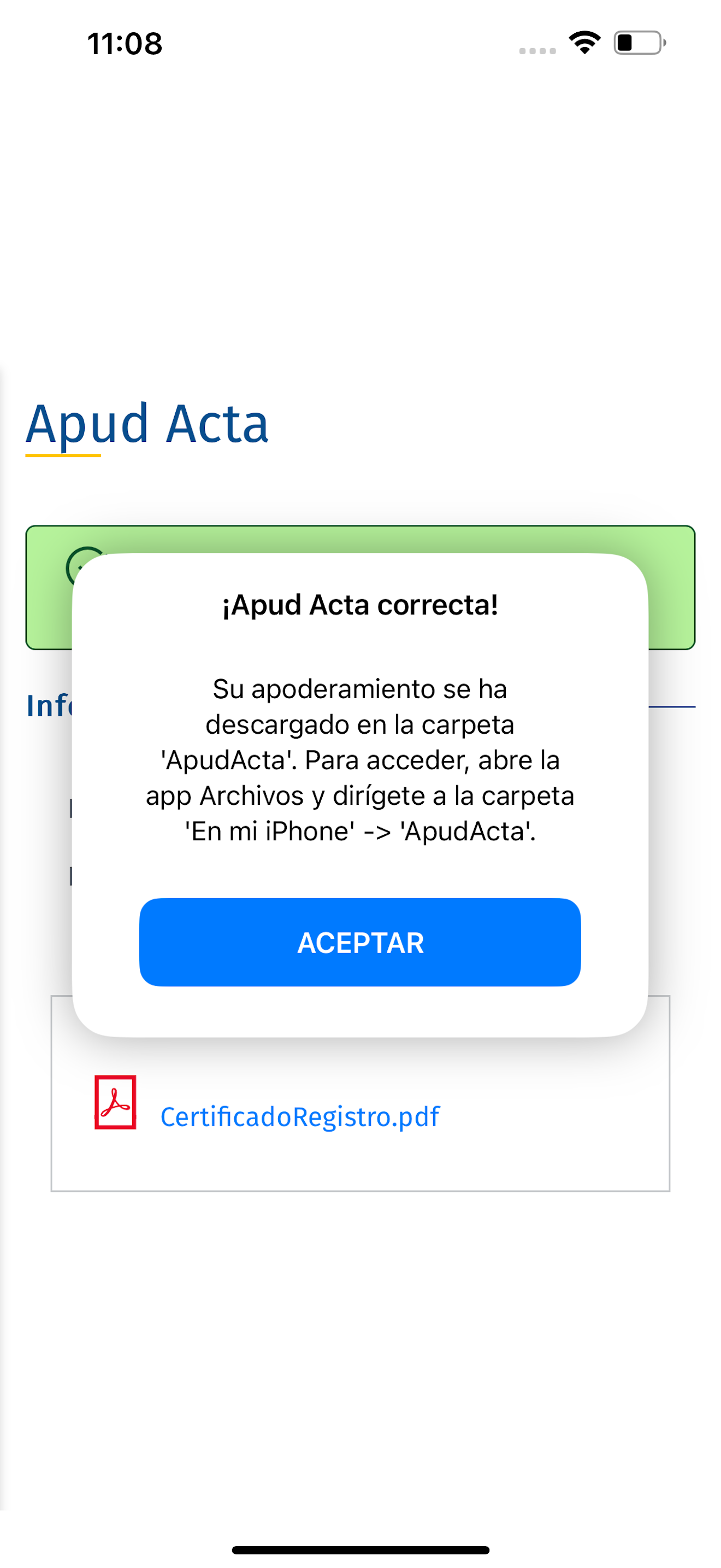 Devuelve Apud Acta
