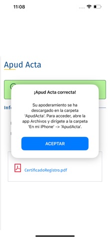 Devuelve Apud Acta screenshot