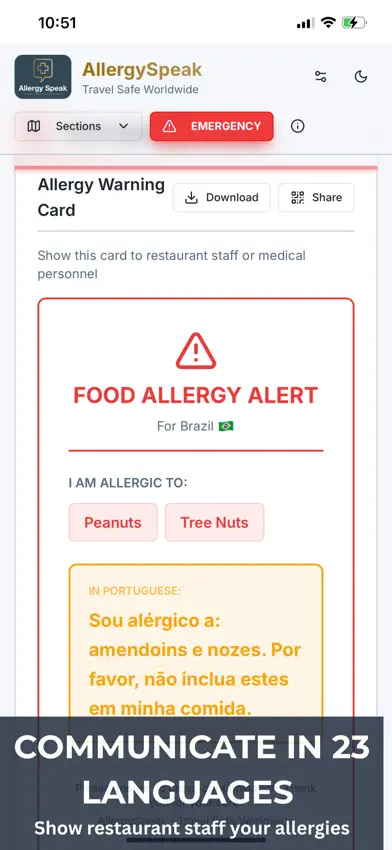 AllergySpeak - Travel Allergy screenshot 1