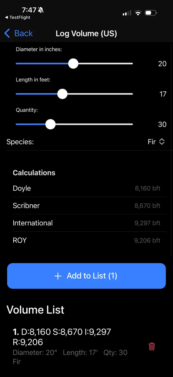 Screenshot #2 pour Sawmill Calculator Pro