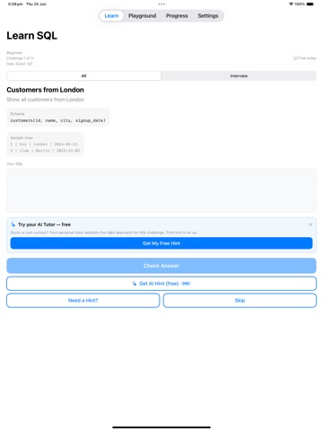 SQL Prep - Learn & Practice ipad screenshot 2