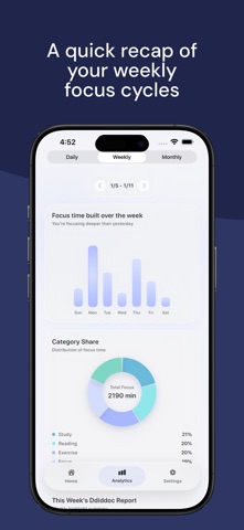 Ddiddoc: Pomodoro & Focus Log Screenshot 2 of 6