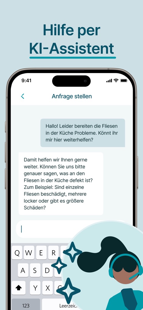 Mein Vonovia - This tool provides instant assistance through an interactive AI chat assistant, enabling users to submit detailed queries and receive timely responses.