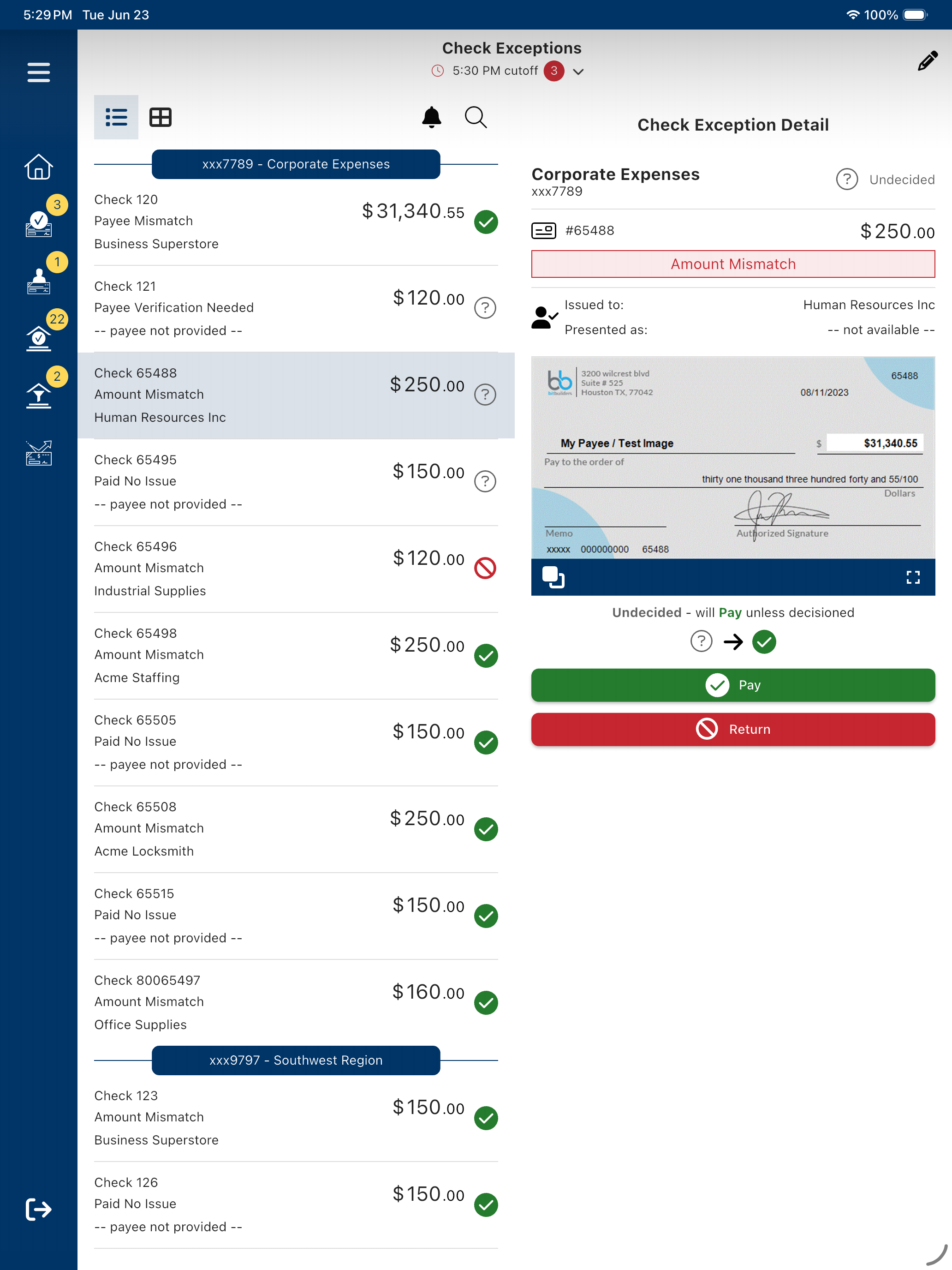 Amegy Bank Positive Pay screenshot 12