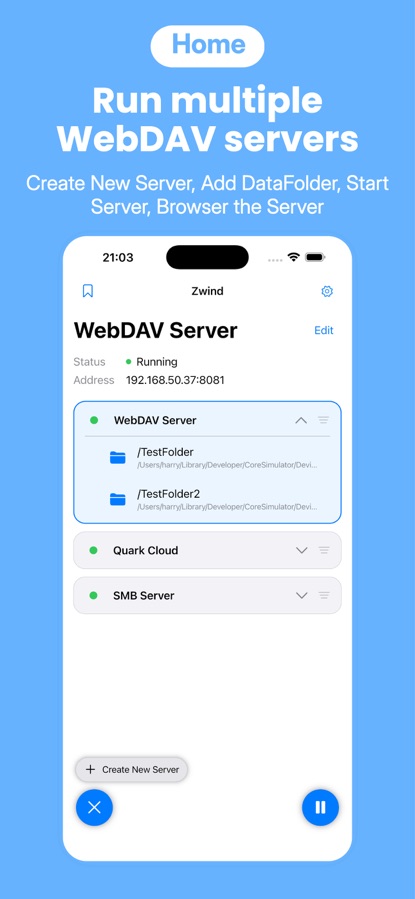 Zwind - WebDAV文件管理服务器，网盘云盘播放器 截图