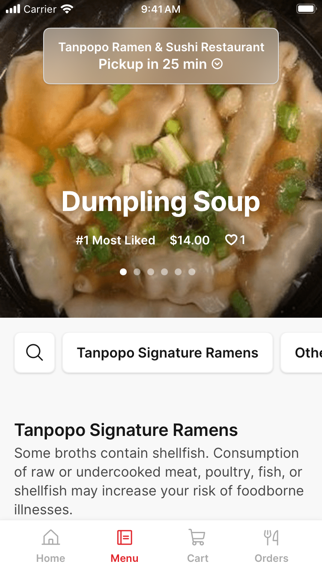 Tanpopo Ramen & Sushi iPhone screenshot 2 - Food & Drink app