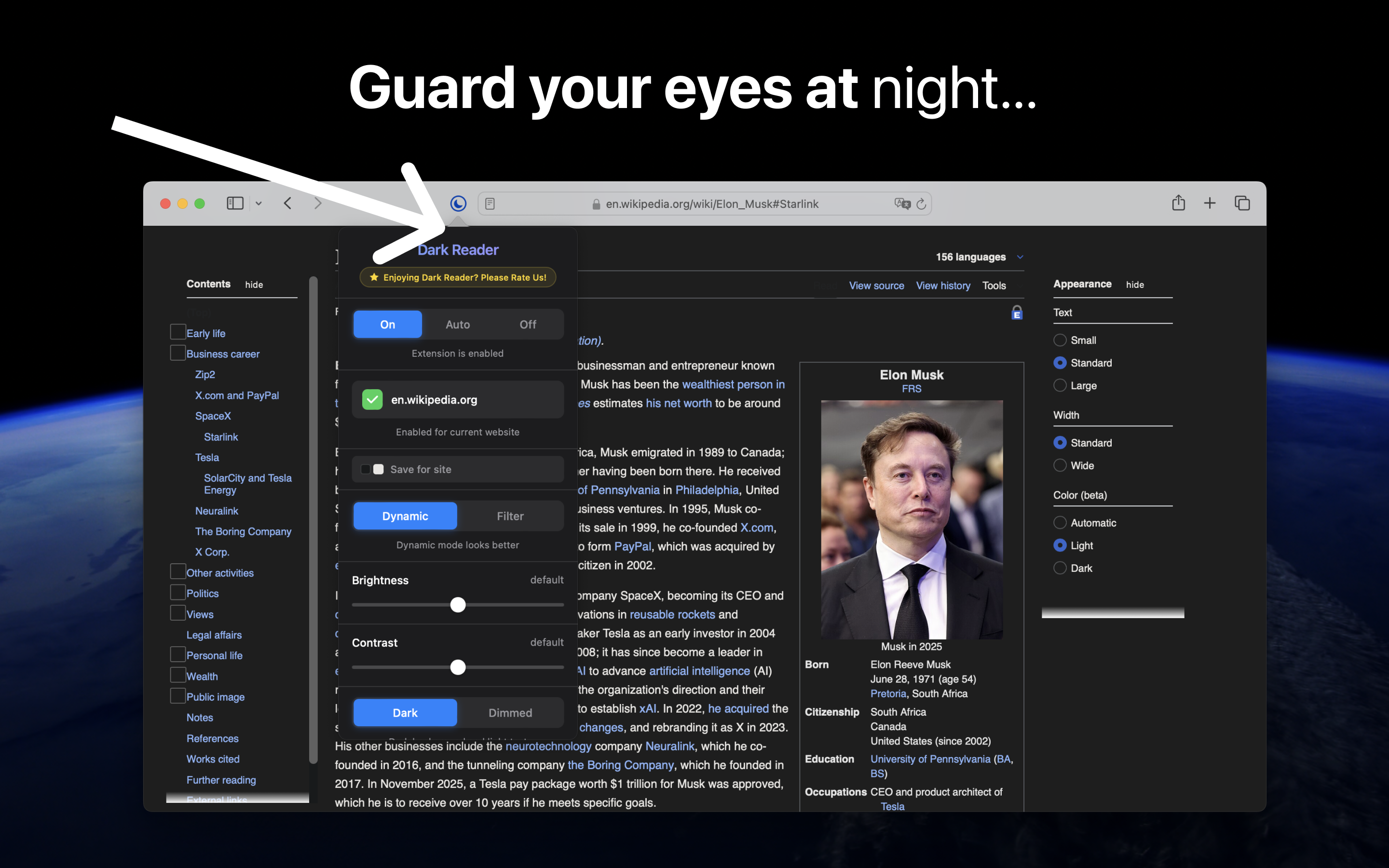Dark Reader for Safari. screenshot 3