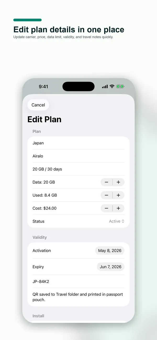 Screenshot #3 pour eSIM Plan Ledger