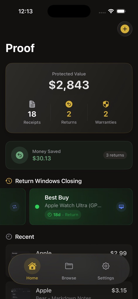 Proof: Returns & Warranties - Finance App | MWM