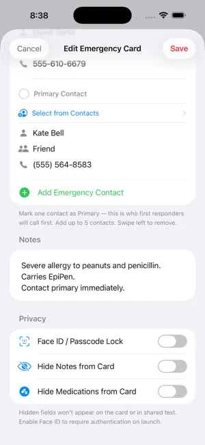 Emergency Info Card+ screenshot 1